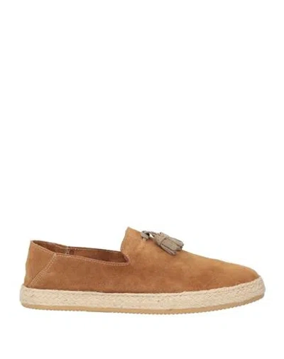 Barbati Man Espadrilles Camel Size 12 Leather In Beige
