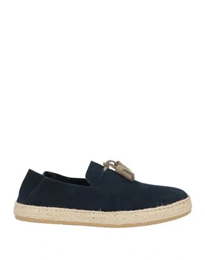 Barbati Man Espadrilles Midnight Blue Size 7 Leather In Blue