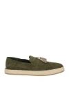 Barbati Man Espadrilles Military Green Size 9 Leather