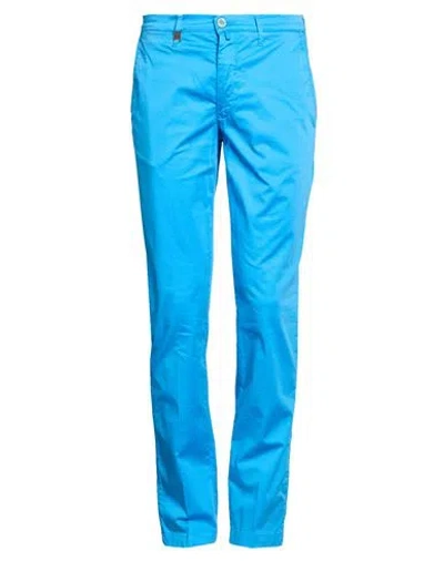 Barbati Man Pants Azure Size 30 Cotton, Elastane In Blue
