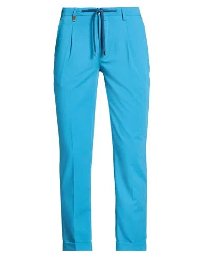 Barbati Man Pants Azure Size 32 Polyester, Viscose, Elastane In Blue