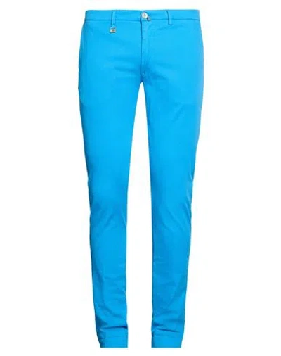 Barbati Man Pants Azure Size 34 Cotton, Elastane In Blue