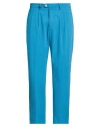 Barbati Man Pants Azure Size 34 Polyester, Viscose, Elastane In Blue