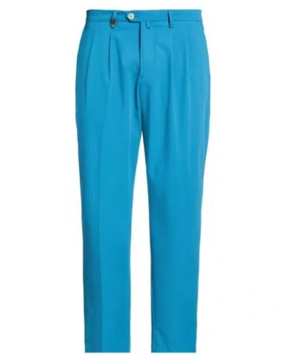 Barbati Man Pants Azure Size 34 Polyester, Viscose, Elastane In Blue