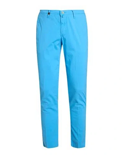 Barbati Man Pants Azure Size 44 Cotton, Polyester, Elastane In Blue