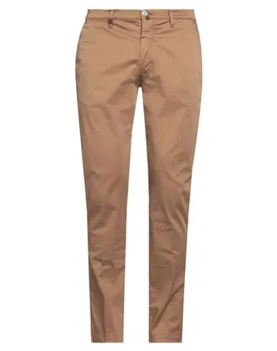 Barbati Man Pants Brown Size 38 Cotton, Elastane