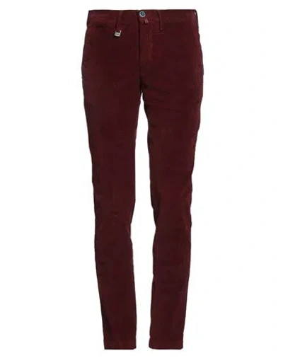 Barbati Man Pants Burgundy Size 30 Cotton, Elastane In Red