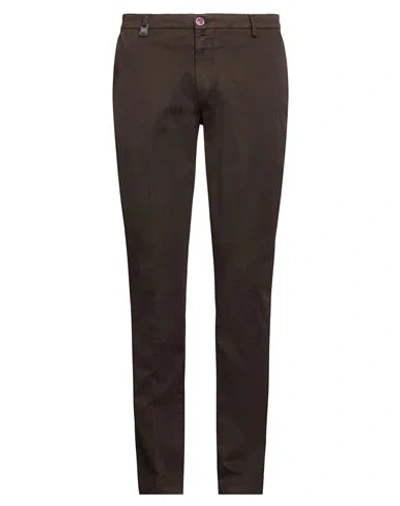 Barbati Man Pants Dark Brown Size 38 Cotton, Elastane