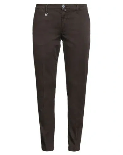 Barbati Man Pants Dark Brown Size 40 Cotton, Elastane