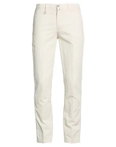 Barbati Man Pants Ivory Size 30 Cotton, Linen, Elastane In White