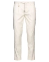 Barbati Man Pants Ivory Size 32 Polyester, Linen, Viscose, Elastane In White