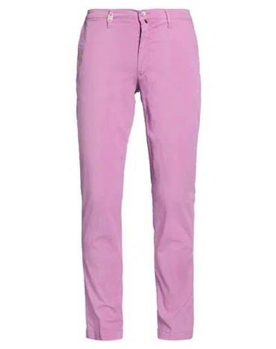 Barbati Man Pants Mauve Size 32 Cotton, Elastane In Purple