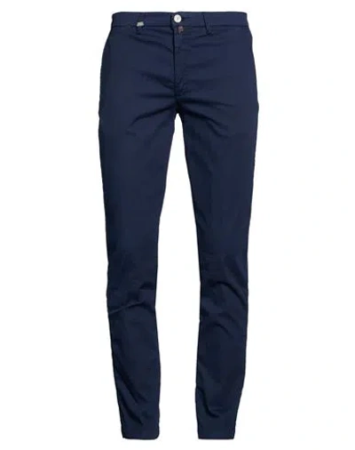 Barbati Man Pants Navy Size 38 Cotton, Elastane In Blue