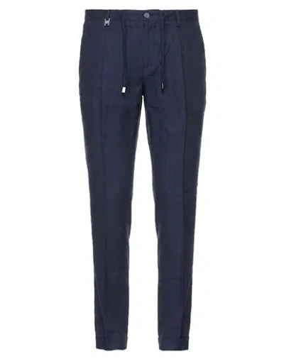 Barbati Man Pants Navy Size 38 Linen, Viscose In Multi
