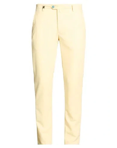 Barbati Man Pants Pastel Yellow Size 34 Polyester, Viscose, Elastane