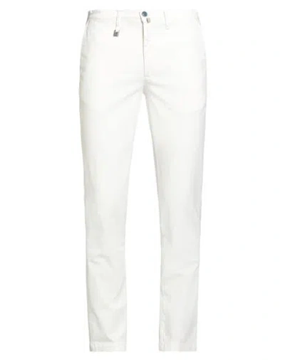 Barbati Man Pants White Size 30 Cotton, Elastane