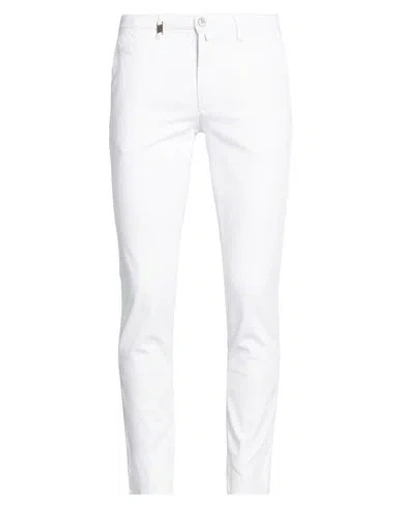 Barbati Man Pants White Size 32 Cotton, Elastane