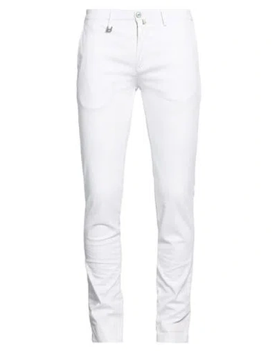 Barbati Man Pants White Size 34 Cotton, Elastane
