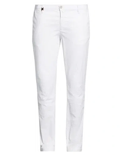 Barbati Man Pants White Size 38 Cotton, Elastane