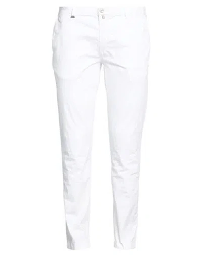 Barbati Man Pants White Size 38 Cotton, Elastane