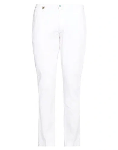 Barbati Man Pants White Size 40 Cotton, Elastane