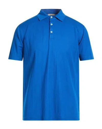 Barbati Man Polo Shirt Bright Blue Size M Viscose, Polyamide
