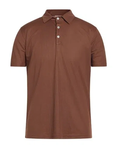Barbati Man Polo Shirt Brown Size S Viscose, Polyamide