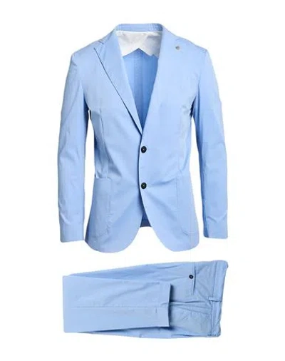 Barbati Man Suit Azure Size 42 Cotton, Polyamide, Elastane In Blue