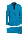 Barbati Man Suit Azure Size 42 Polyester, Viscose, Elastane In Blue