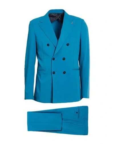 Barbati Man Suit Azure Size 42 Polyester, Viscose, Elastane In Blue
