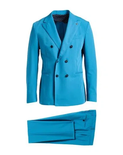 Barbati Man Suit Deep Teal Size 42 Polyester, Viscose, Elastane In Blue