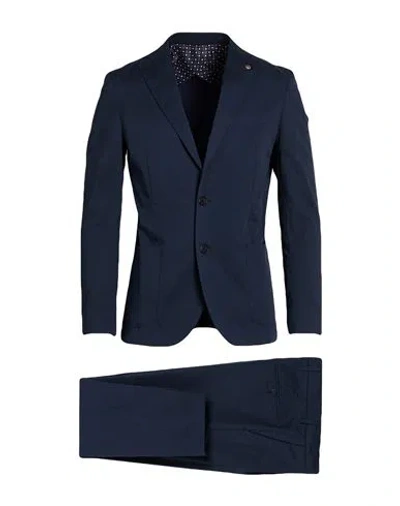 Barbati Man Suit Navy Size 44 Cotton, Polyamide, Elastane In Blue