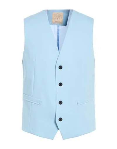 Barbati Man Tailored Vest Sky Blue Size 38 Cotton, Polyamide, Elastane