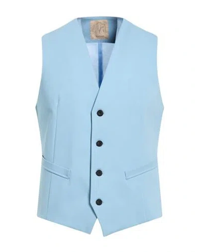 Barbati Man Tailored Vest Sky Blue Size 40 Cotton, Polyamide, Elastane