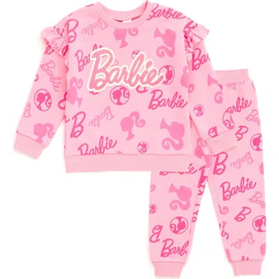 Barbie Kids'  2-piece Fleece Sweatshirt And Joggers Set In Pink