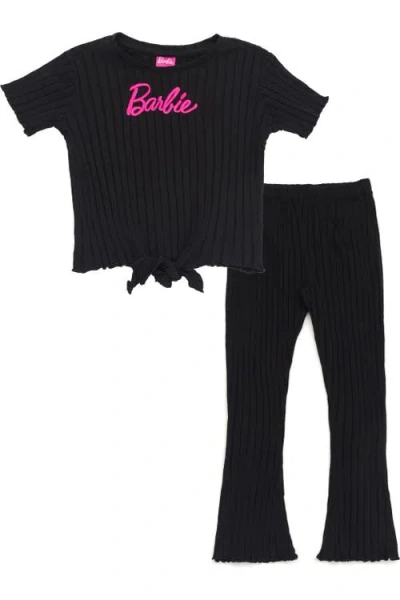 Barbie Kids'  2-piece Tee And Flare Leggings Set In Black