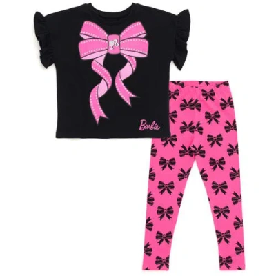 Barbie Kids'  2-piece T-shirt And Leggings Set In Black