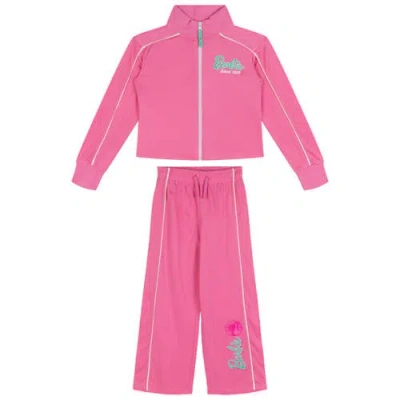 Barbie Kids'  Athletic 2-piece Jacket And Pants Tracksuit Set In Pink