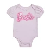Barbie Baby Girls  Crew Neck Short Sleeve Bodysuit In Pink