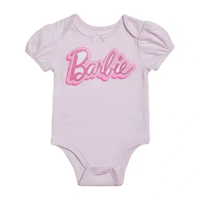 Barbie Baby Girls  Crew Neck Short Sleeve Bodysuit In Pink