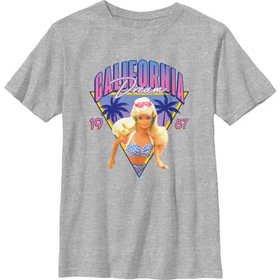 Barbie Kids'  Boys' California Dream Doll Badge Graphic Short Sleeve T-shirt In Gray