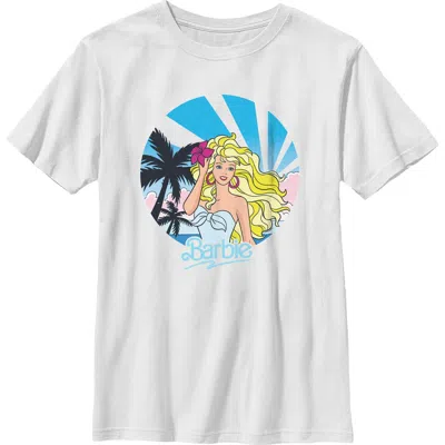 Barbie Kids'  Boys' Retro Tropical Portrait Graphic Short Sleeve T-shirt In White