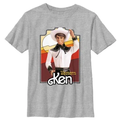 Barbie Kids'  Boys' Western Ken Portrait Graphic Short Sleeve T-shirt In Gray