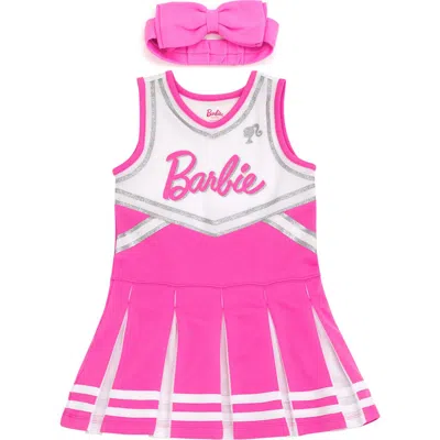 Barbie Kids'  Cheerleader Dress And Headband Set In Pink