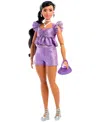 Barbie Deluxe Style Fashion Doll 8 In Metallic Purple Top And Sparkly Shorts With Accessories In Multi