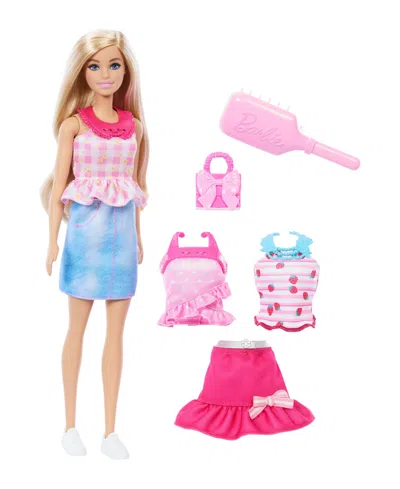 Barbie Kids' Easy To Dress 11" Brushable Blonde-hair Fashion Doll With Easy Snap-on Fashions, Ages 3+ In Multi