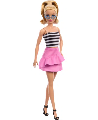 Barbie Kids' Fashionistas Doll 213, Blonde With Striped Top, Pink Skirt And Sunglasses, 65th Anniversary In Multi