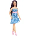 Barbie Fashionistas Doll 231 In Denim Butterfly Dress With Pink Belt, Purple Hair In Multi-color