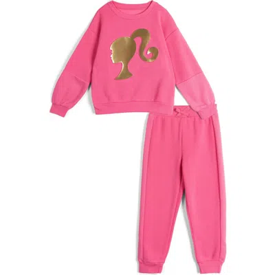 Barbie Kids'  Fleece Sweatshirt And Joggers Set In Pink