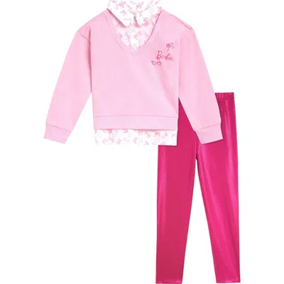 Barbie Kids'  Fleece Sweatshirt And Leggings Set In Pink